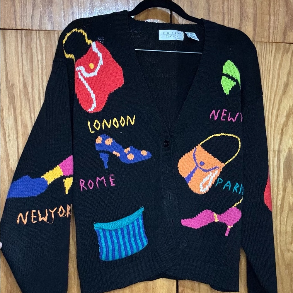 Vintage Bugle Boys 1980s Colorful Graphic Women's Sweater